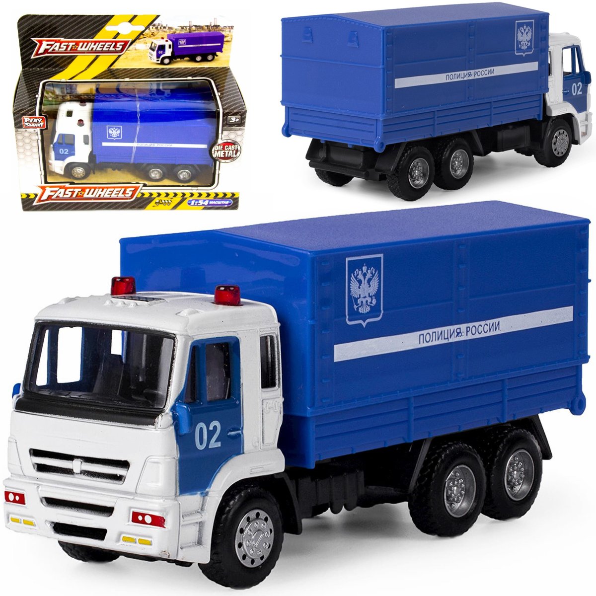 Машинка инерционная Технопарк "КАМАЗ: полиция", цвет: синий, белый