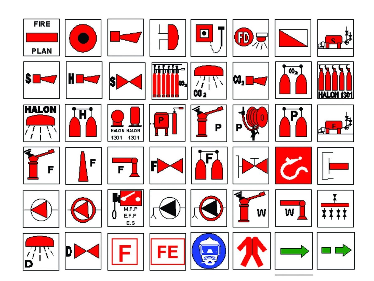 Обозначение огнетушителя на схеме