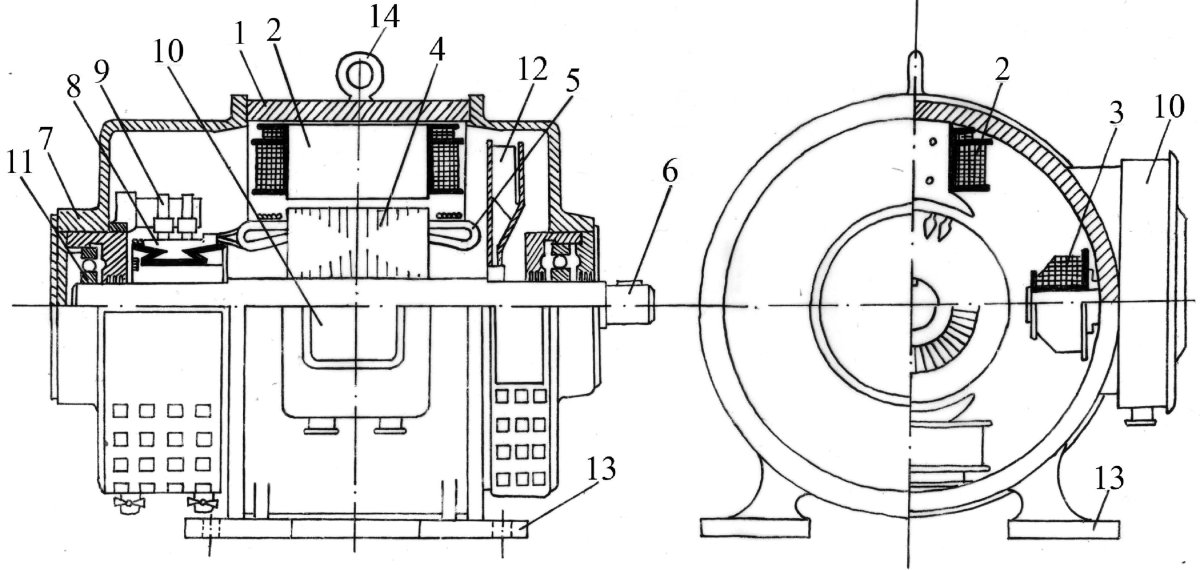 Коллекторный электродвигатель постоянного тока чертёж