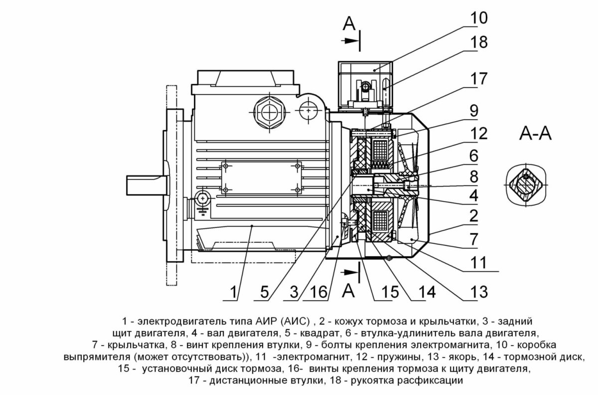 Электромагнит на электродвигатель с тормозом г-55