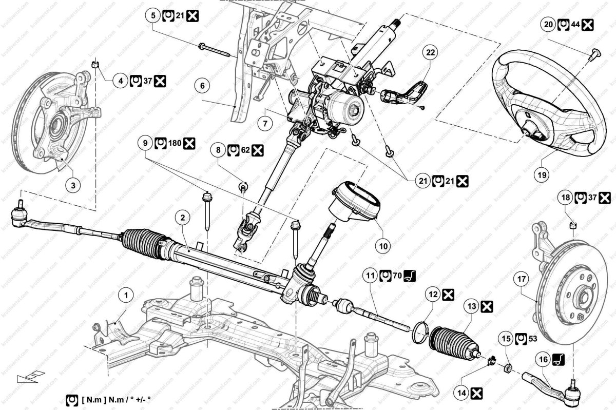 Рулевая колонка Логан 1 схема