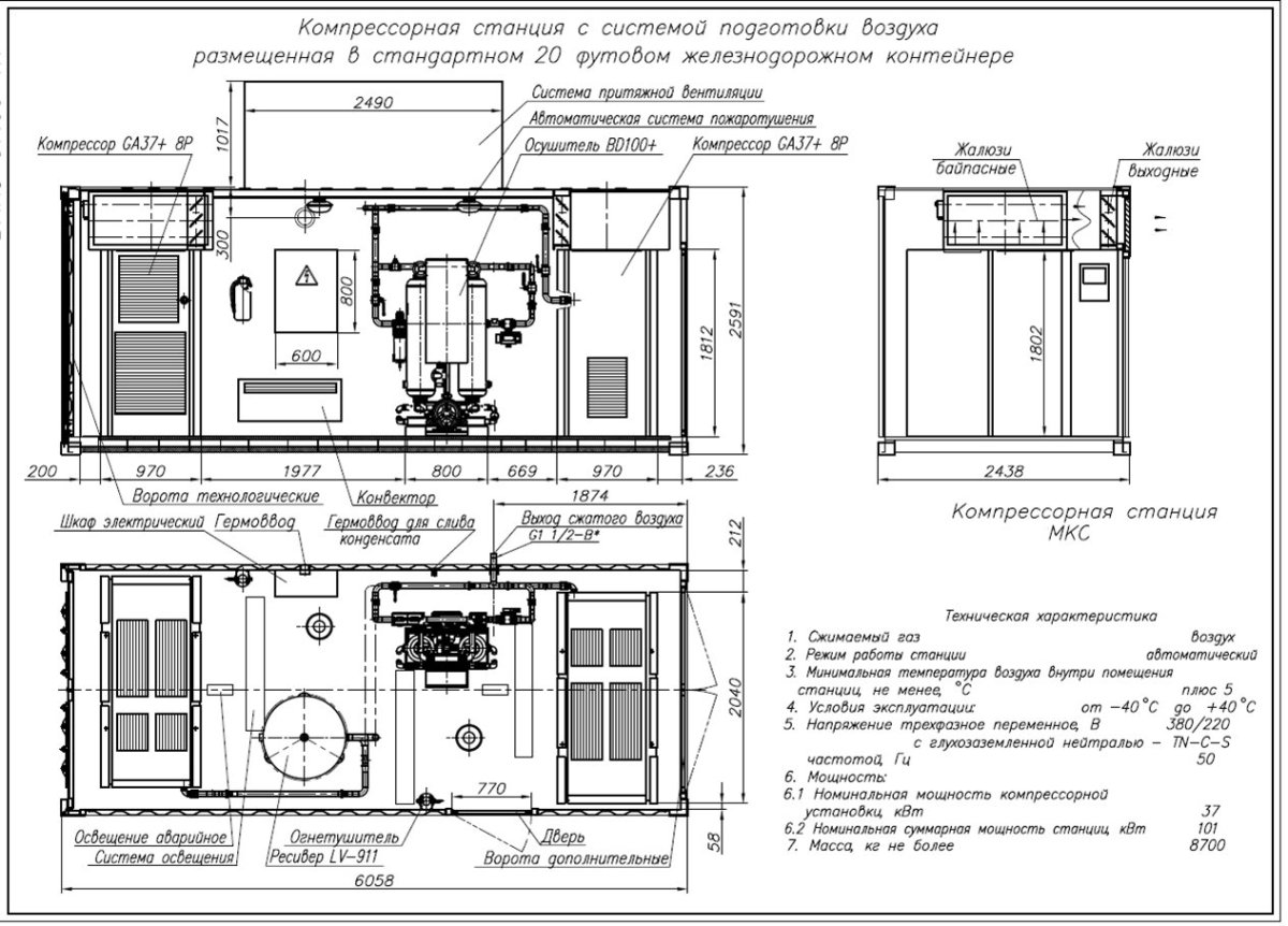Модульная компрессорная станция сжатого воздуха