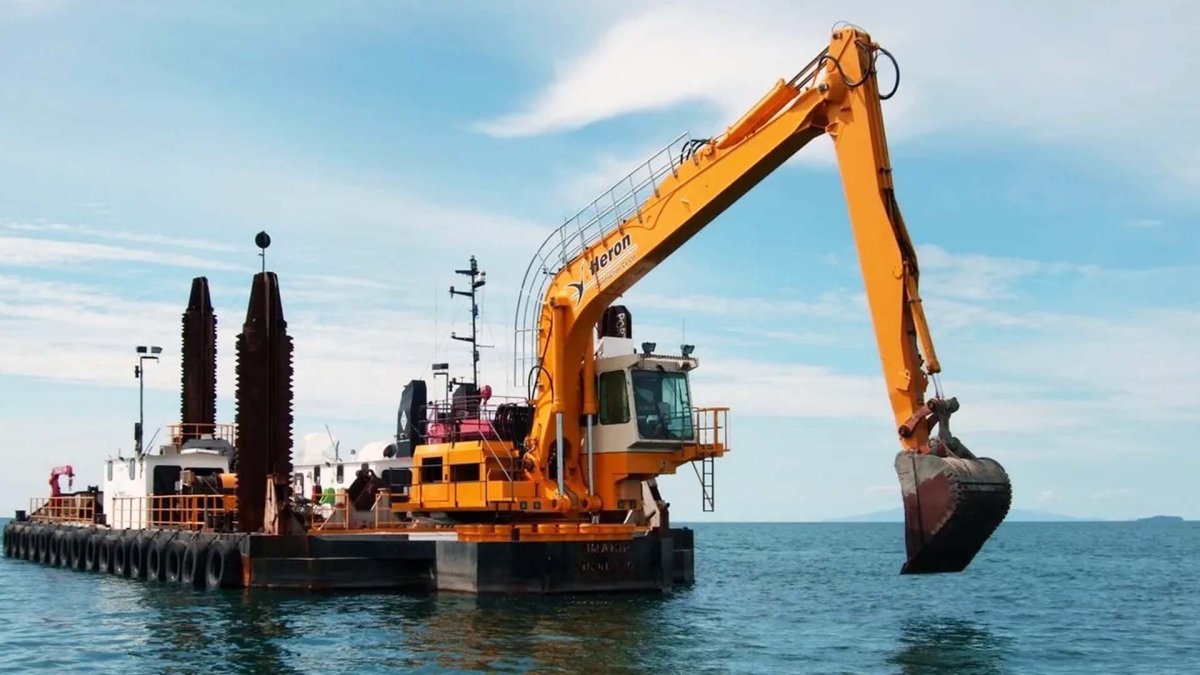 Одночерпаковый штанговый земснаряд