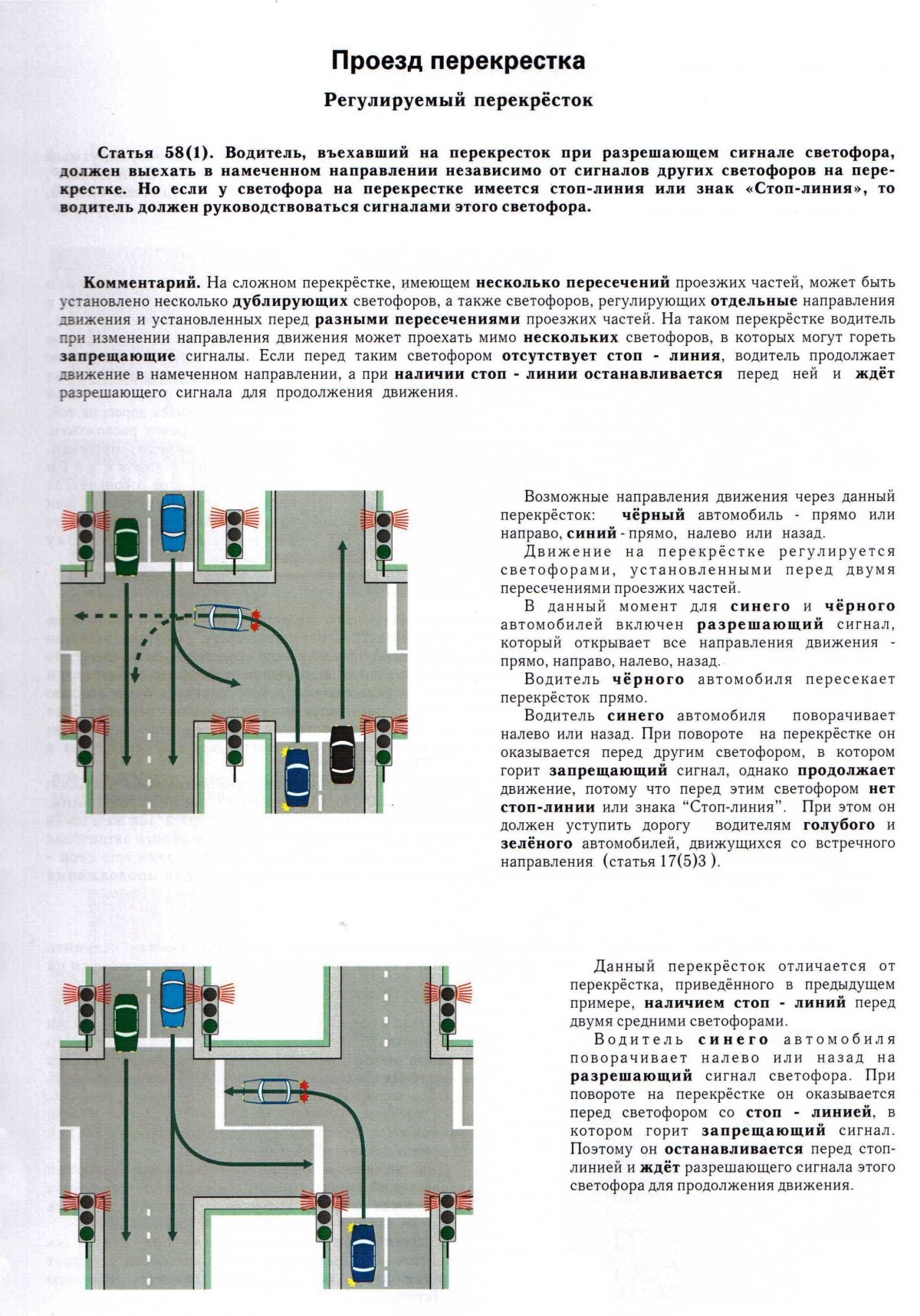 Проезд регулируемого перекрестка при его наличии