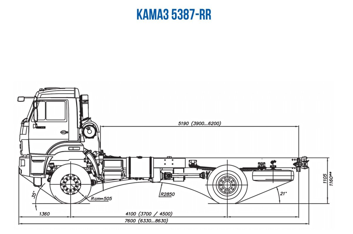 КАМАЗ 5320 чертеж шасси