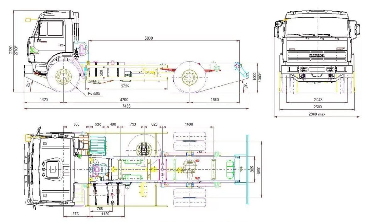 Ширина рамы КАМАЗ 4308
