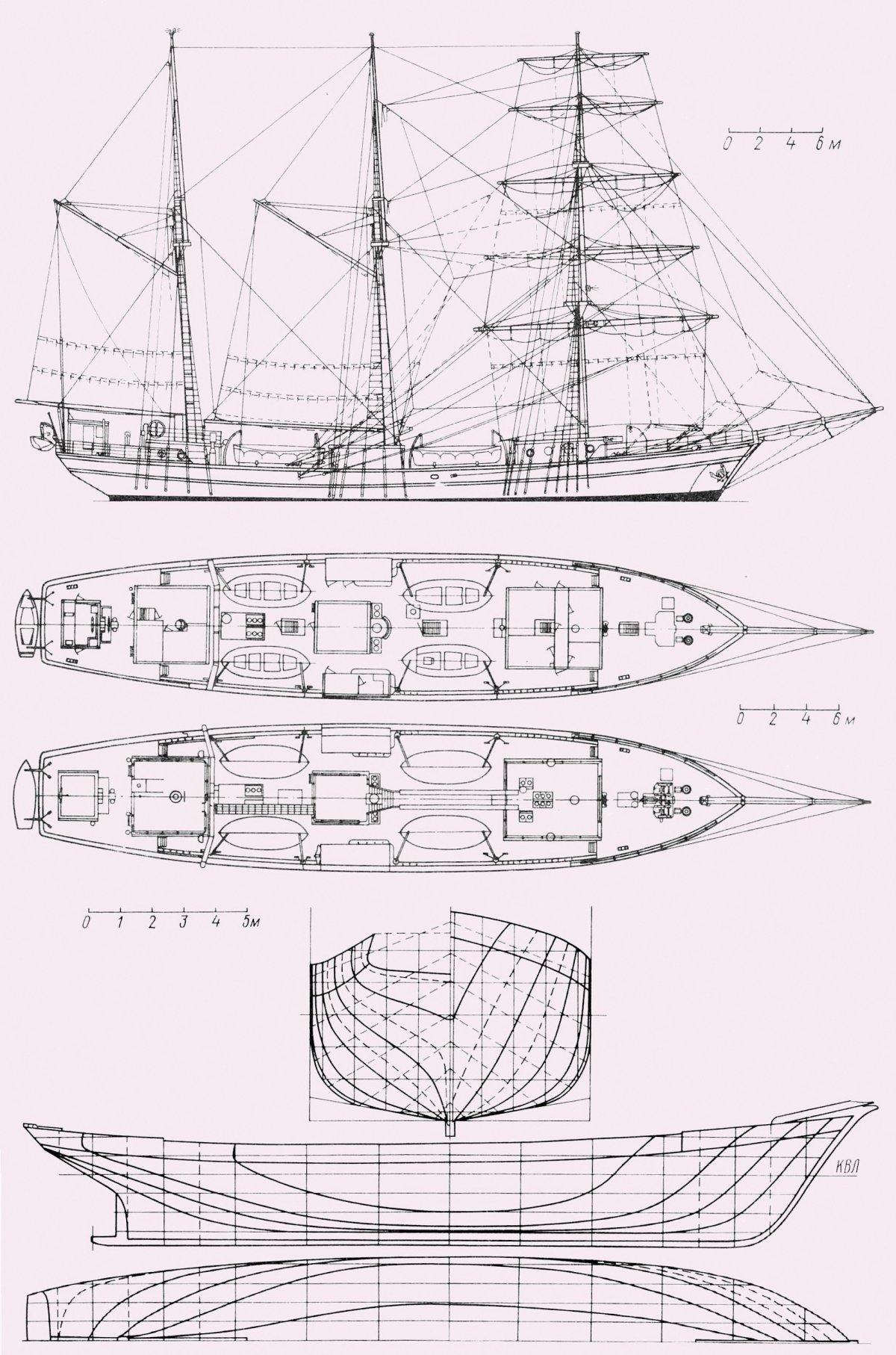 Баркентина Вега чертежи