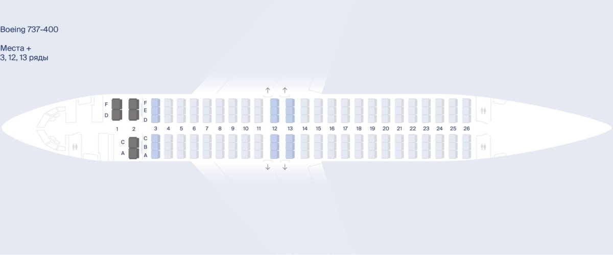Расположение мест в самолете Boeing 737-800