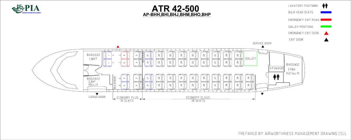 АТР-72 самолет схема салона