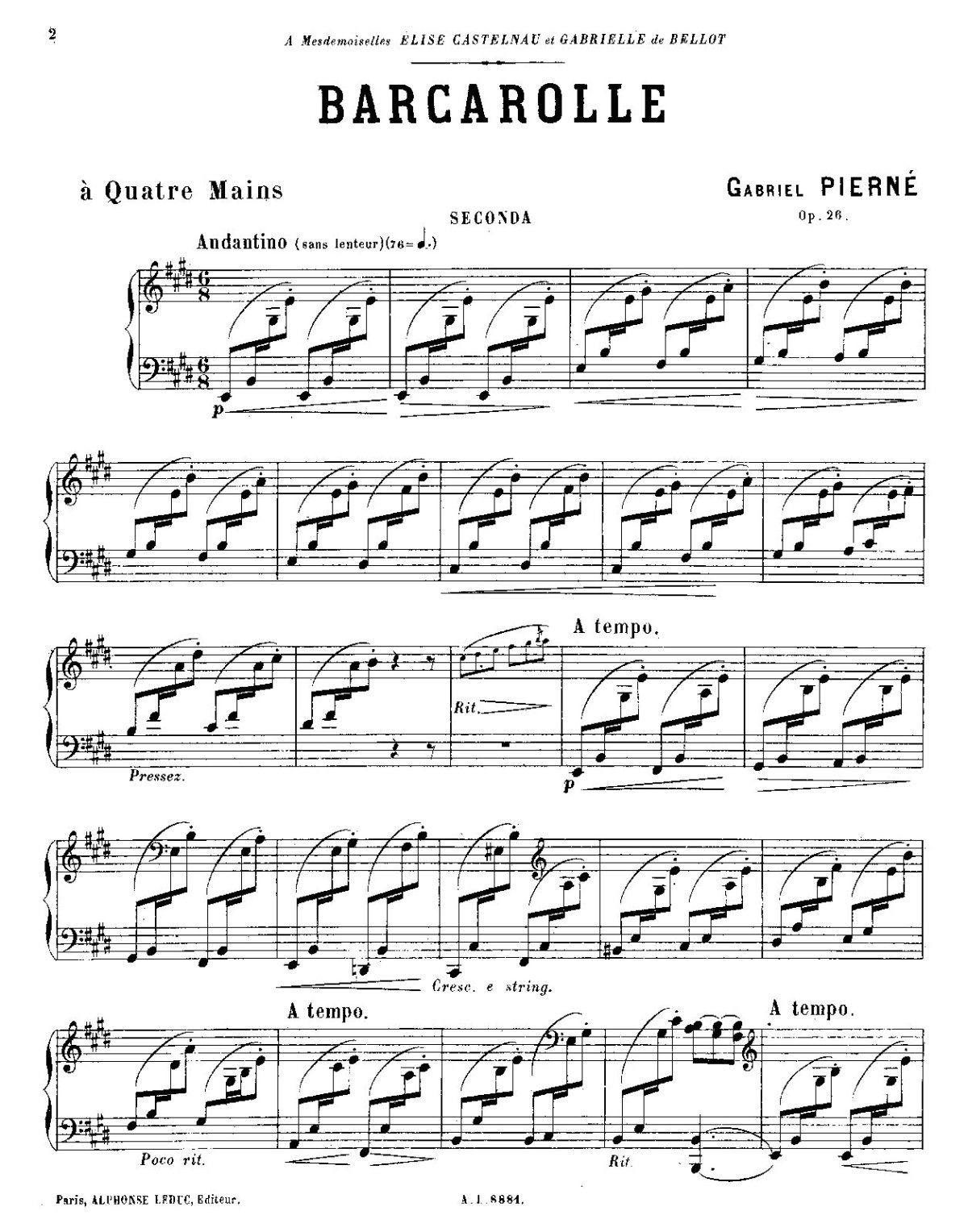 Гедике Баркарола Ноты ансамбль