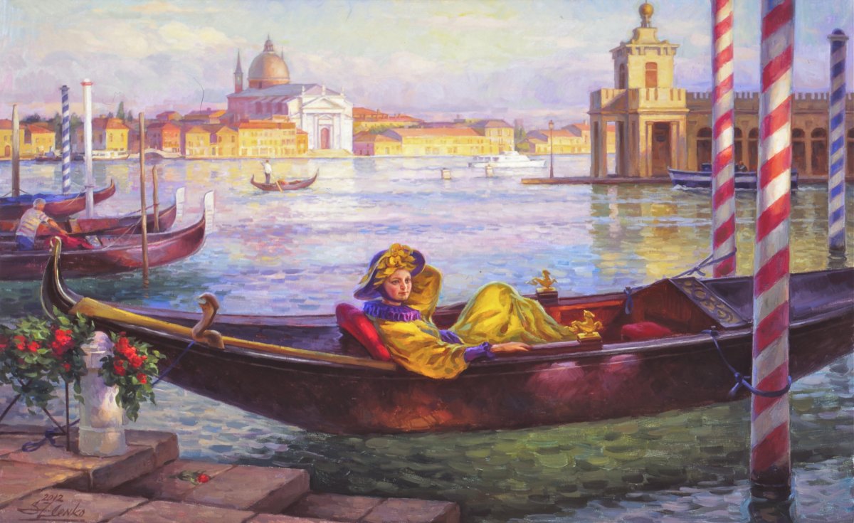 Пейзаж Венеция гондола живопись