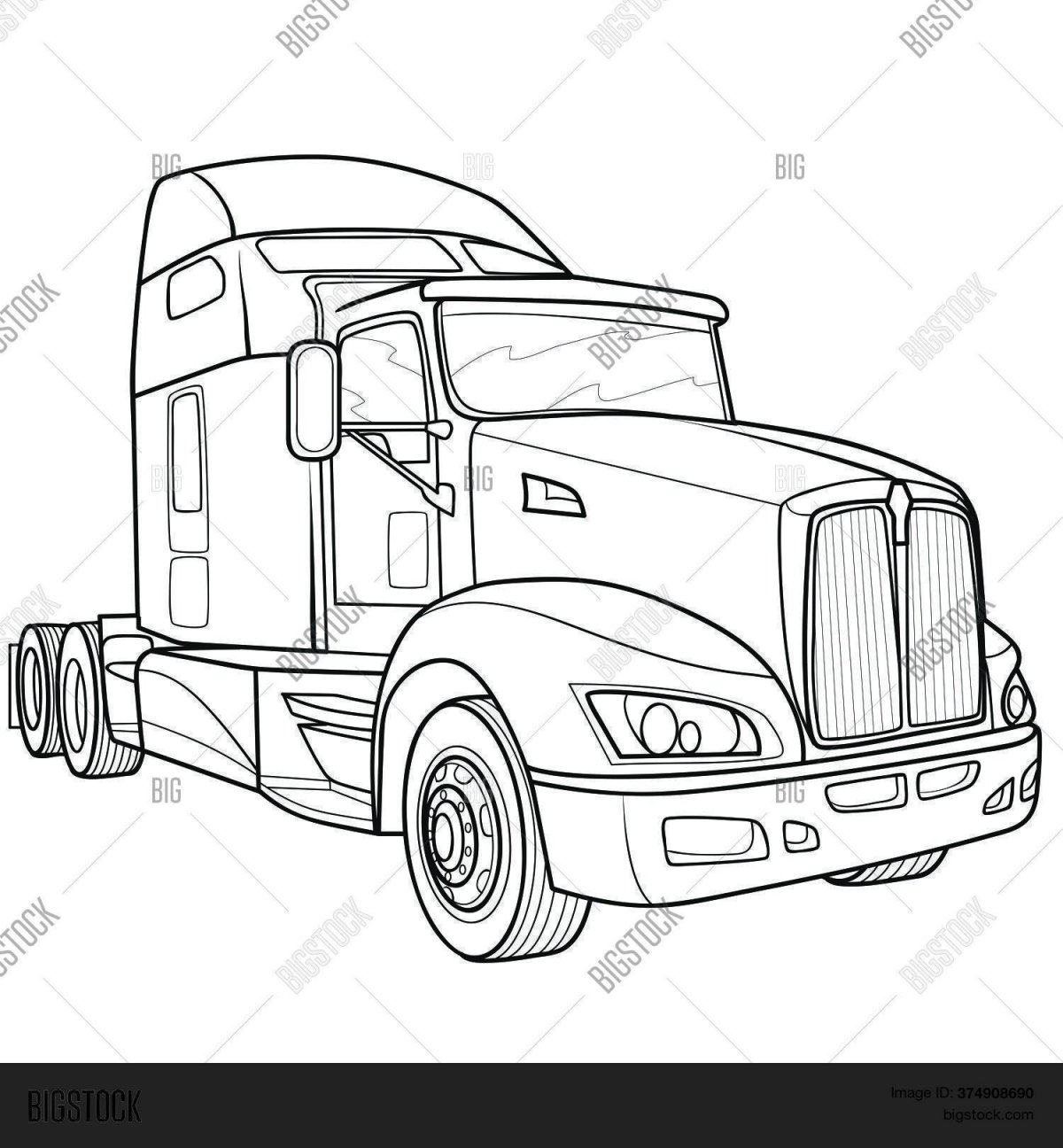 Раскраска грузовик Петербилт
