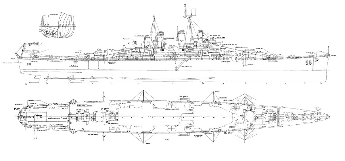Крейсера типа Кливленд схема
