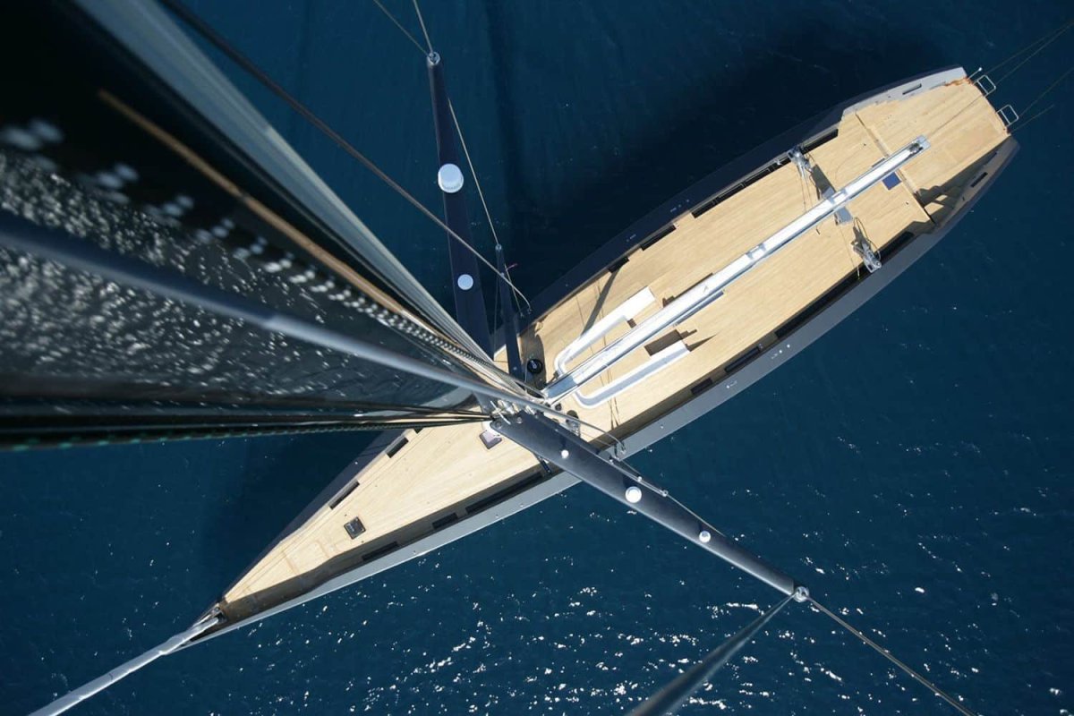 Парусная яхта вид сверху
