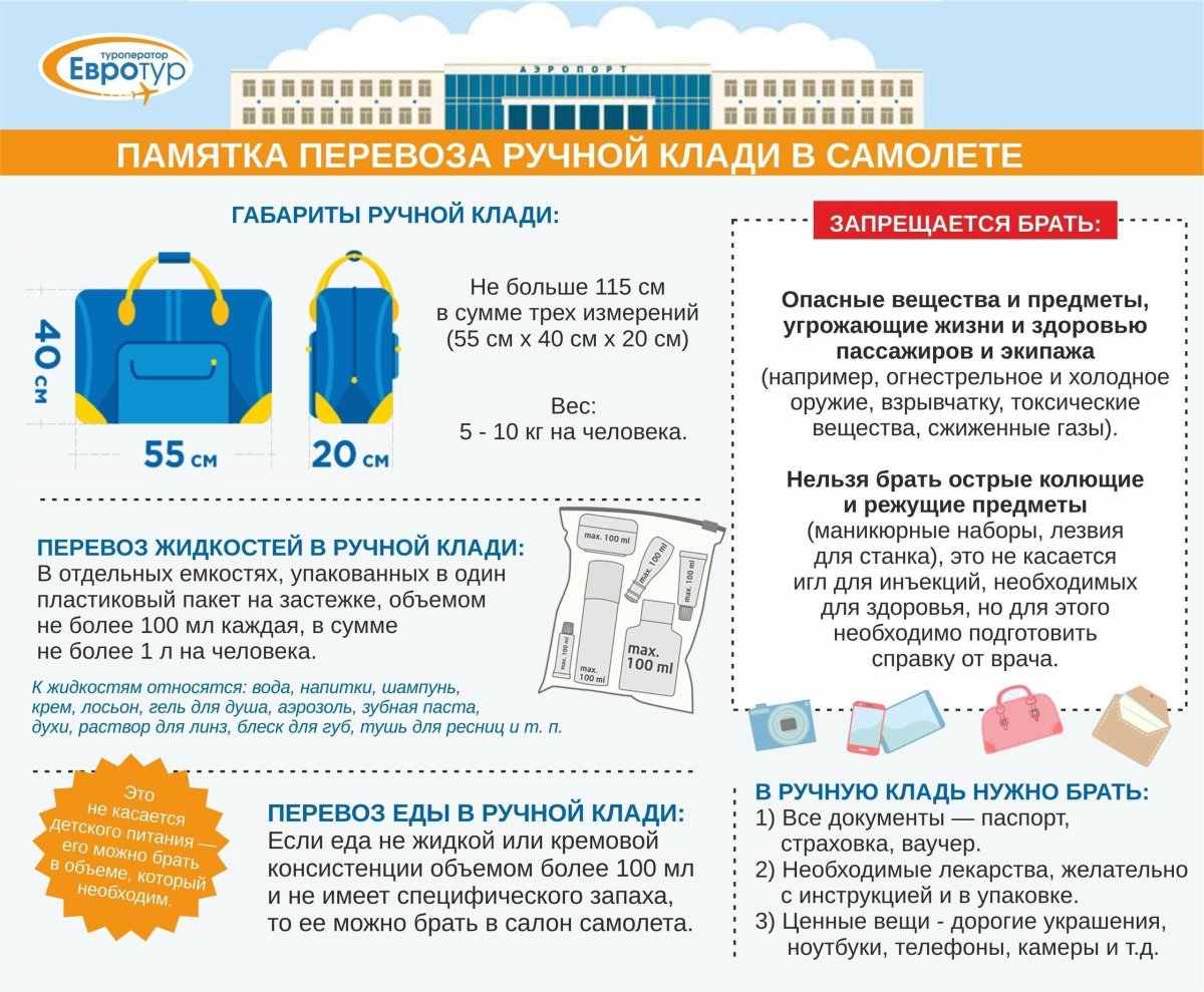 Ручная кладь 10 кг габариты