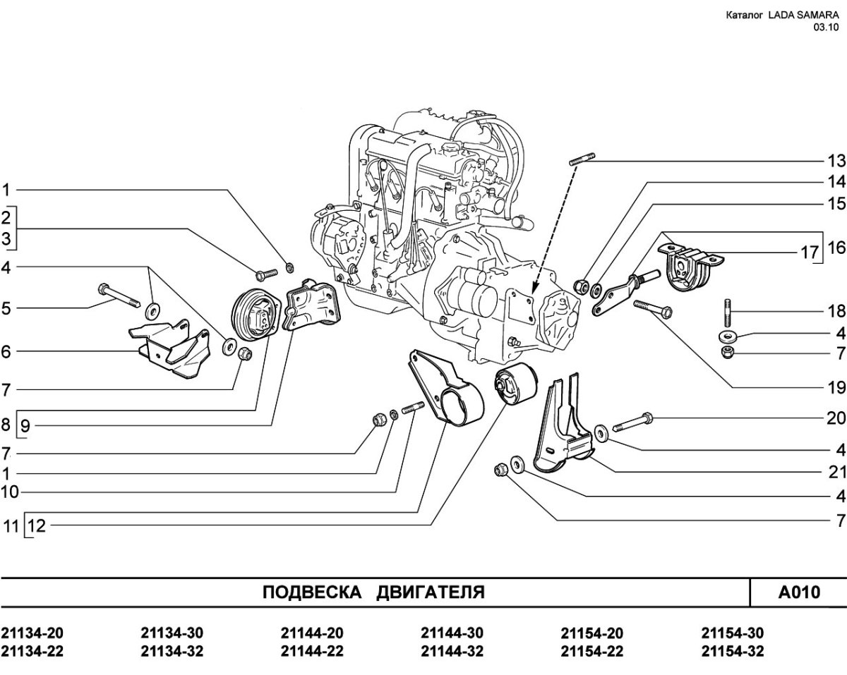 Болт крепления передней подушки двигателя 2108