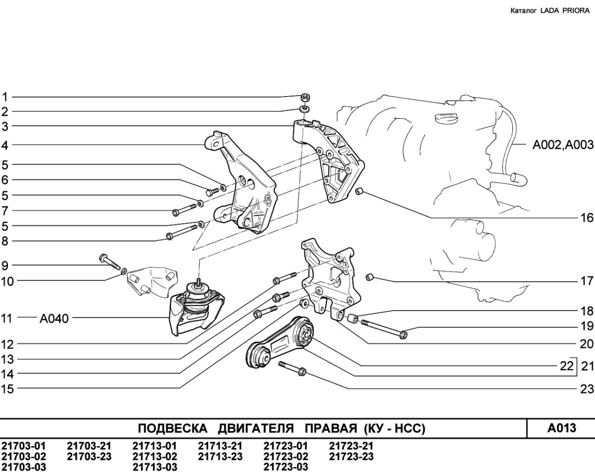Кронштейн опоры двигателя правый 2170