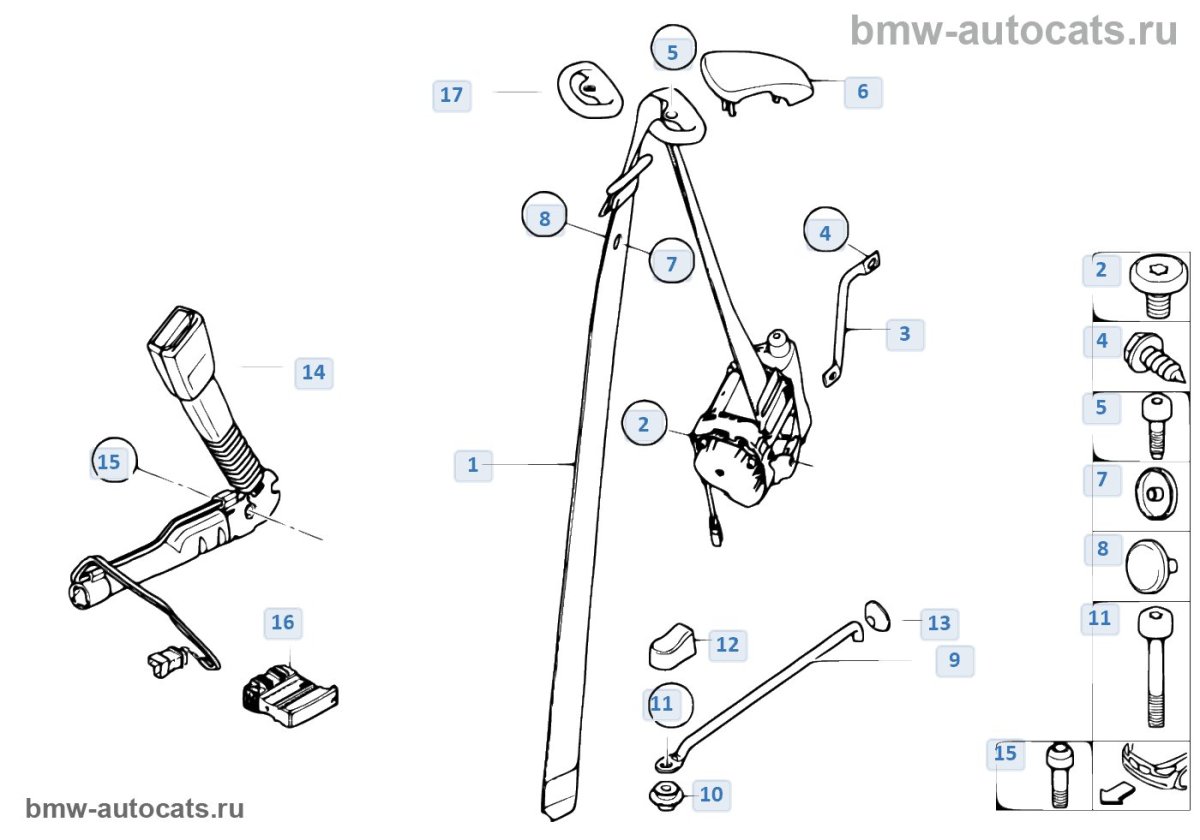 Название элементов ремня безопасности