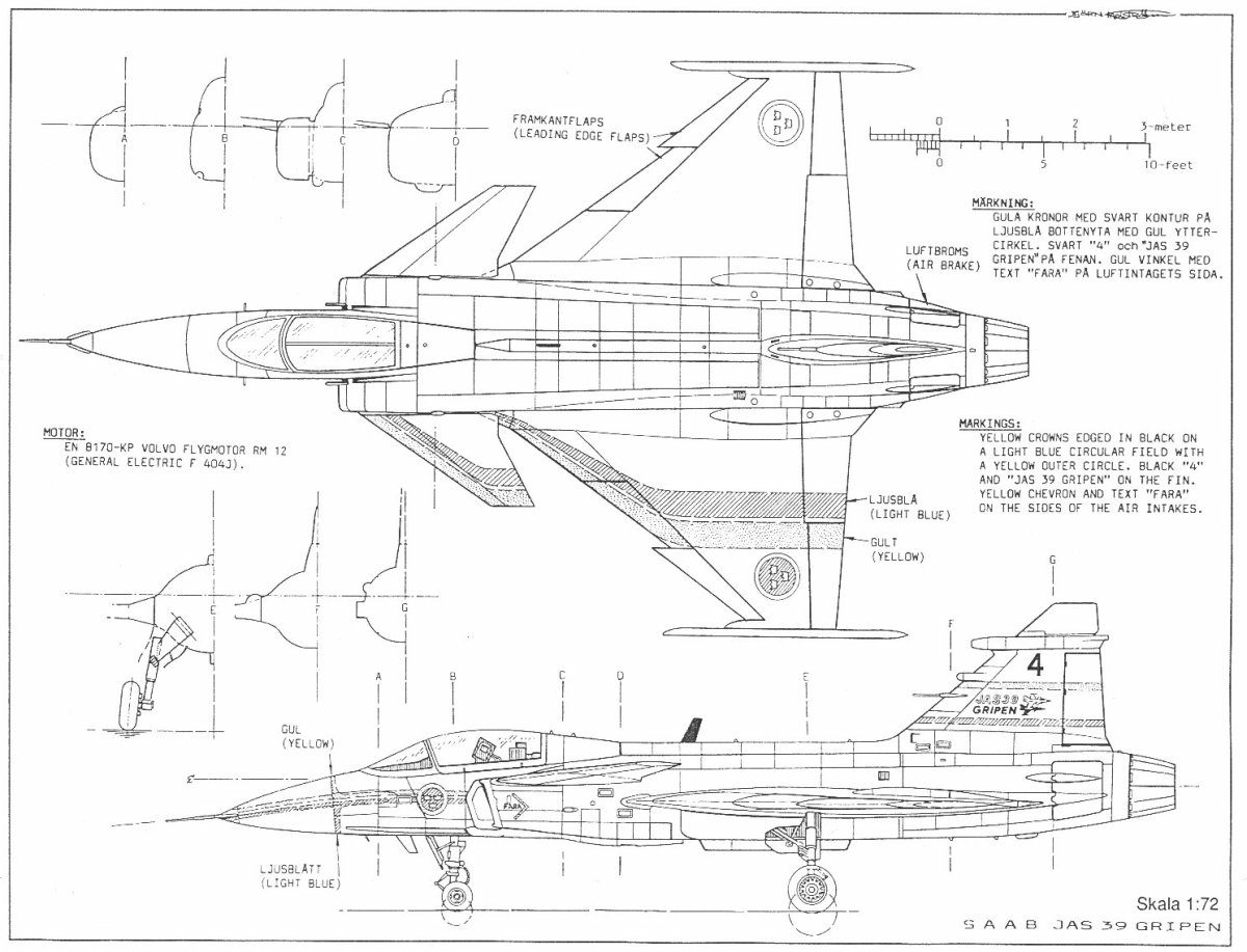 Saab jas39 чертежи