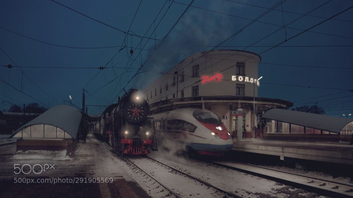 Бологое Сапсан и паровоз