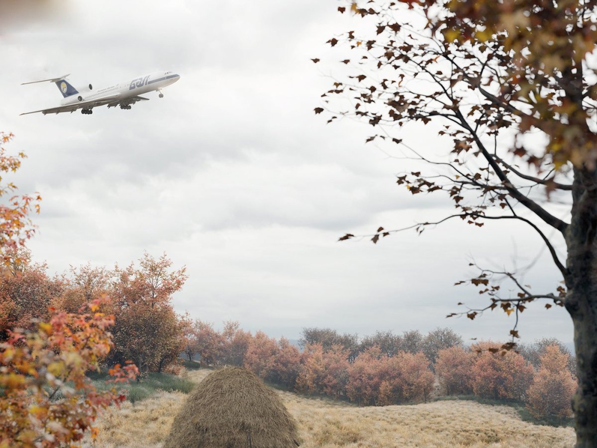 Футаж самолет кружится