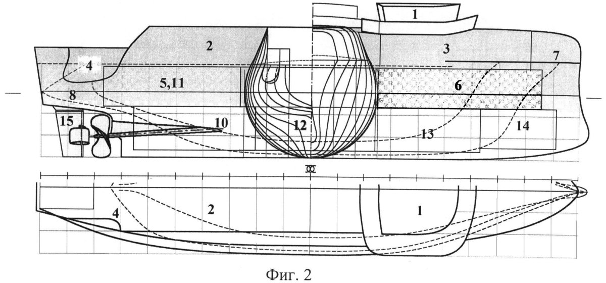 Теоретический чертеж траулера
