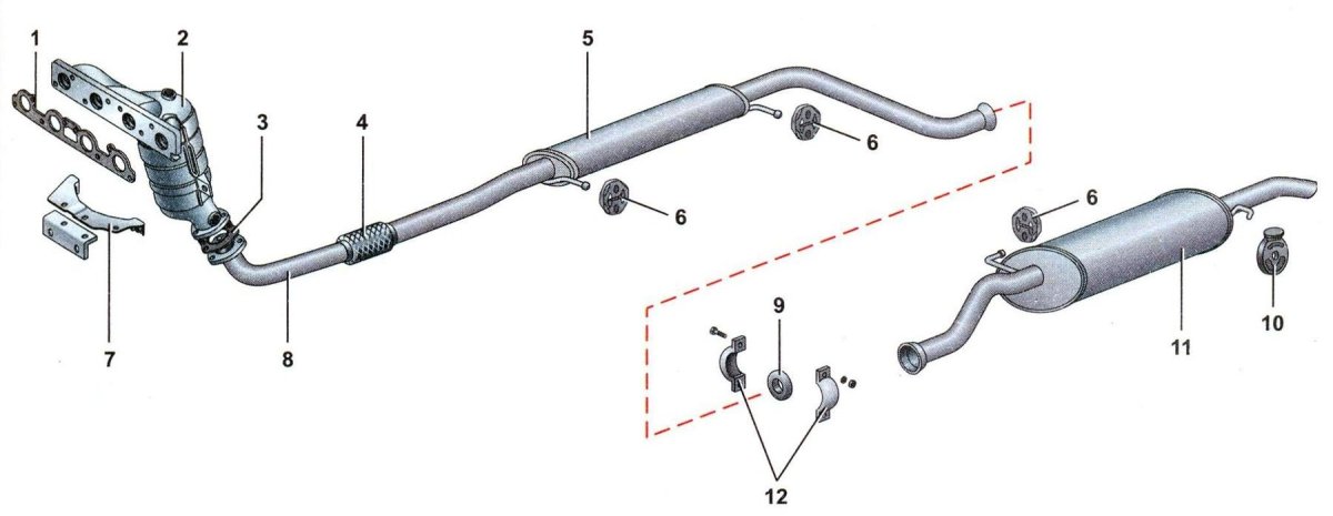 Выхлопная система Приора седан 8 клапанная