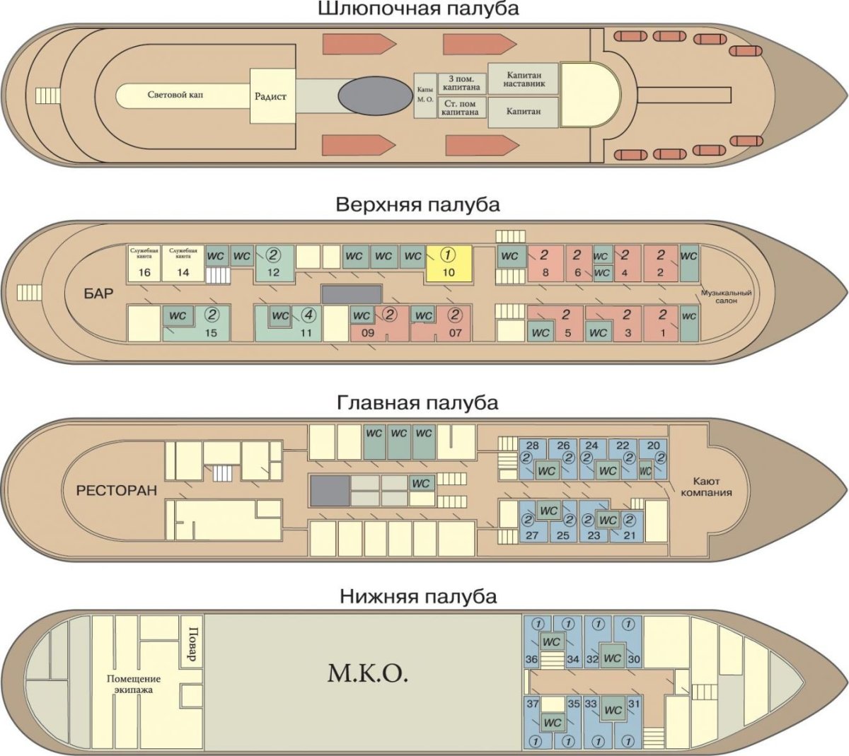 Теплоход Великий Новгород каюты