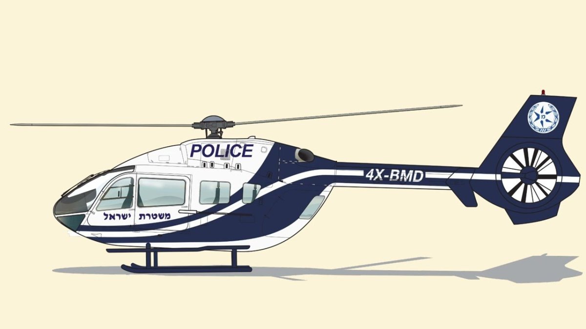 Полицейский вертолет на белом фоне