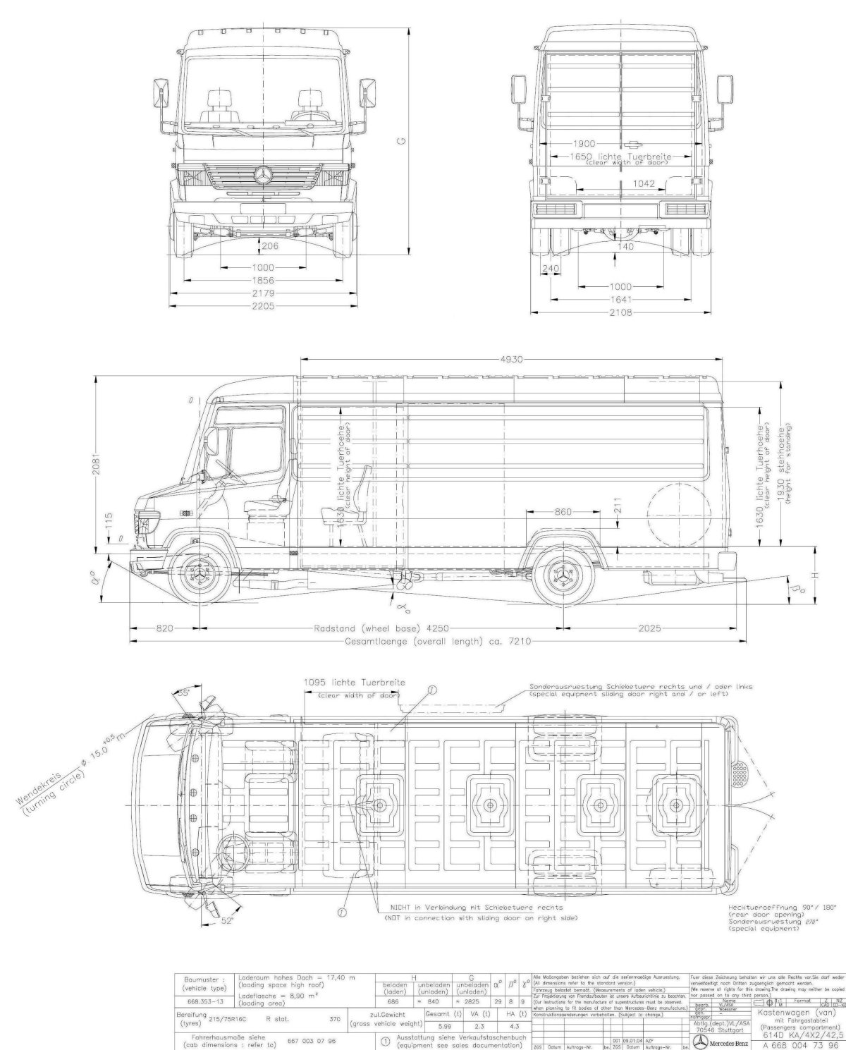 Мерседес Бенц 814 Размеры кузова