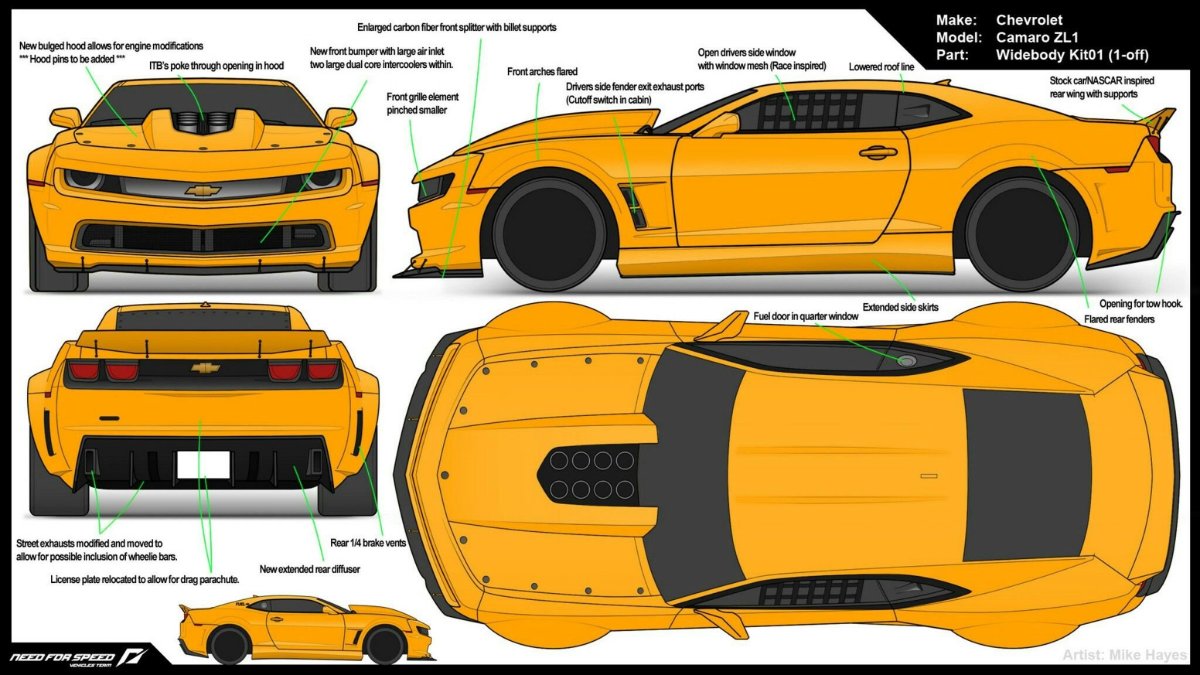 Chevrolet Camaro zl1 чертёж