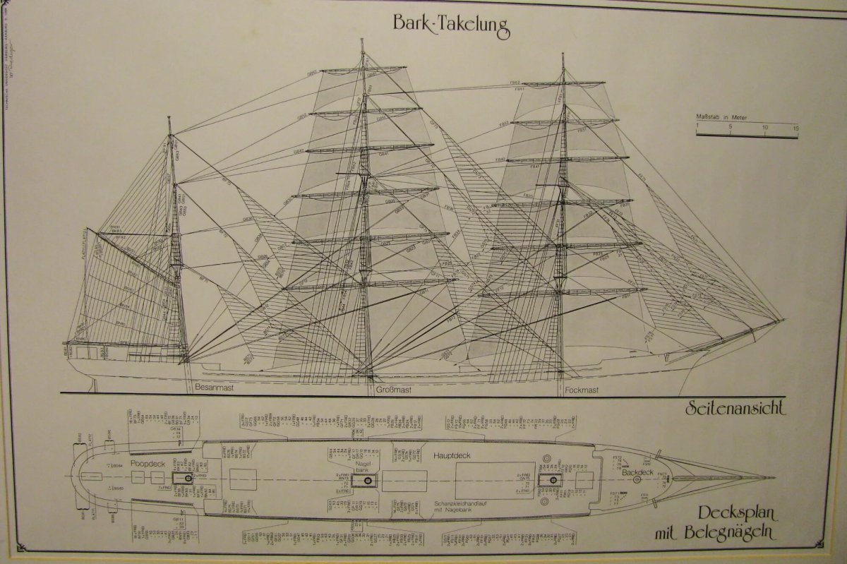 Барк Крузенштерн парусное вооружение чертежи
