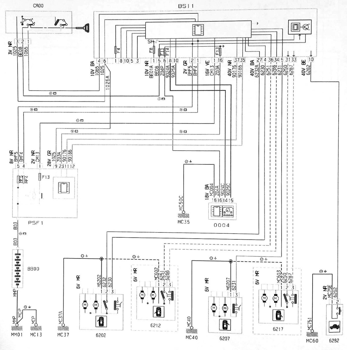Схема электрическая датчика уровня масла Пежо 307 1.6