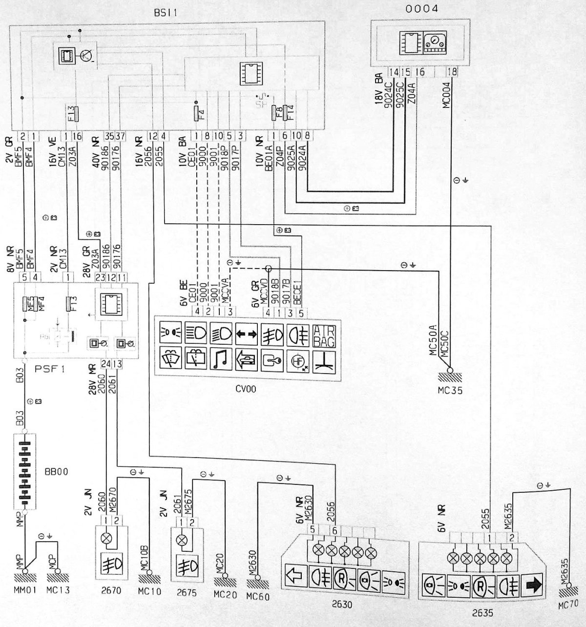 Peugeot 308 схема электрооборудования
