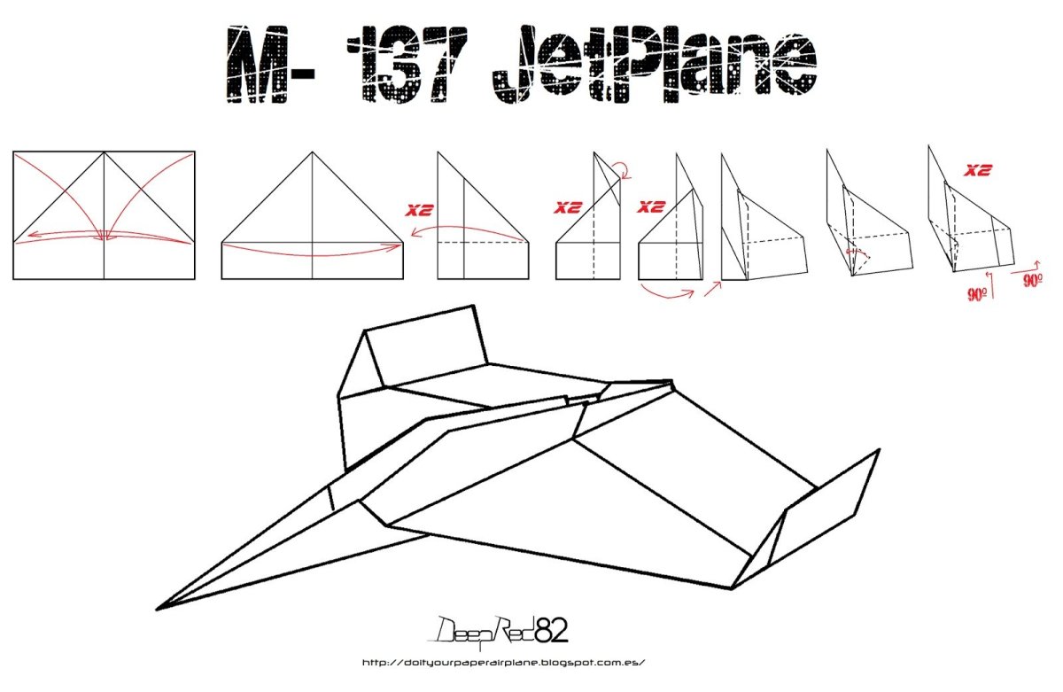 Схема сборки бумажного самолетика