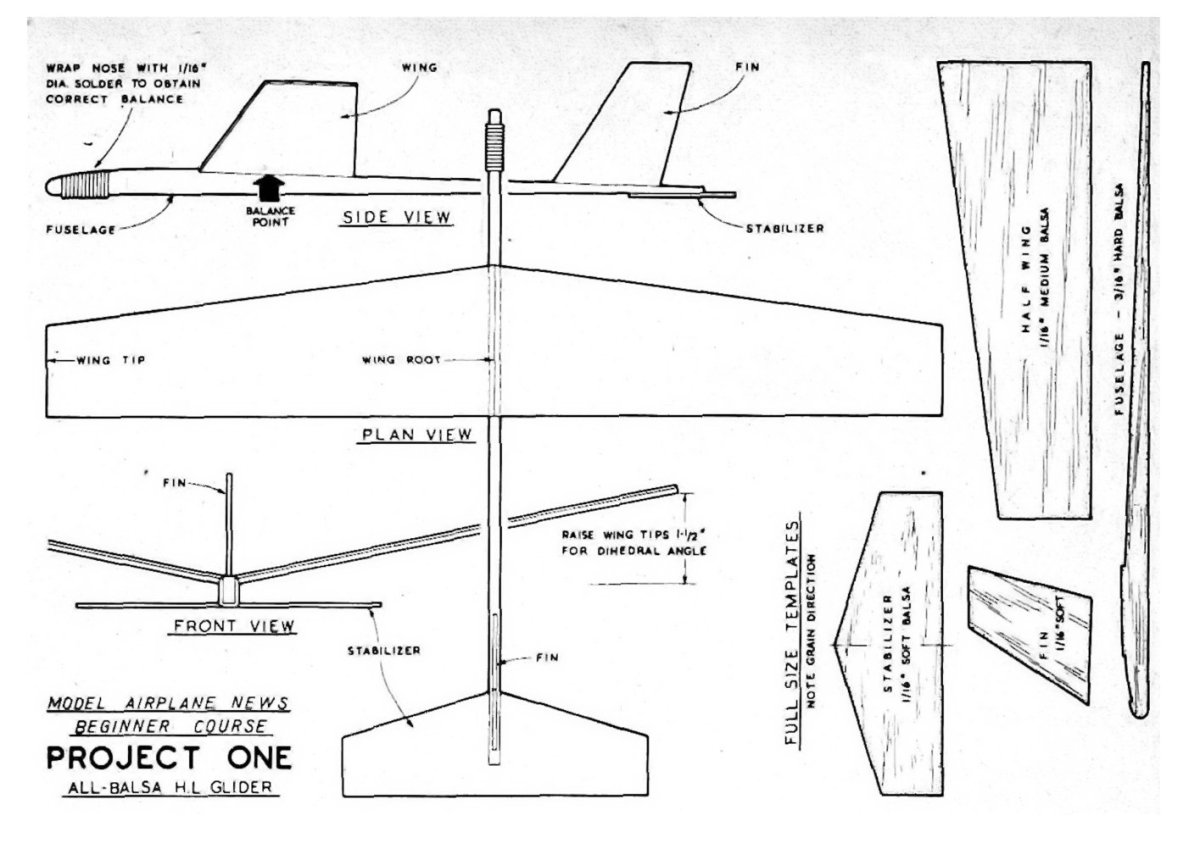 Чертежи модели самолёта из потлочски
