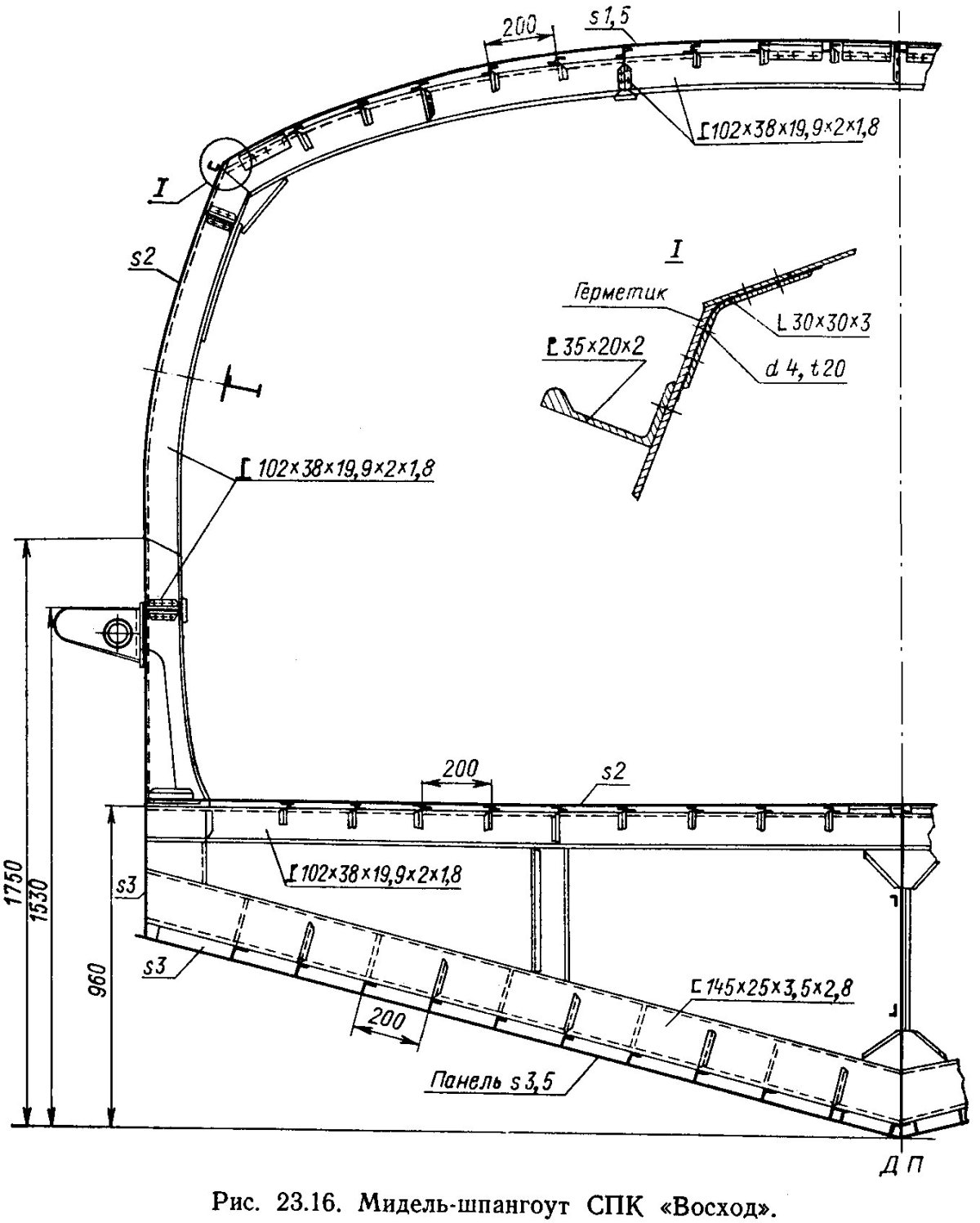 Мидель-шпангоут теплохода
