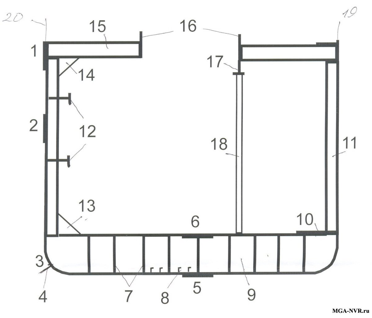 Мидель-шпангоут поперечный набор судна