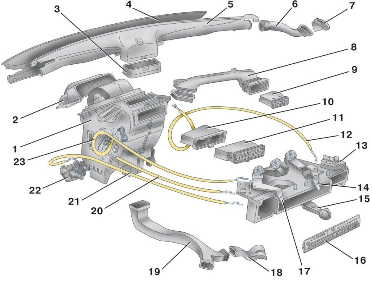 ВАЗ 2114 схема печки отопителя