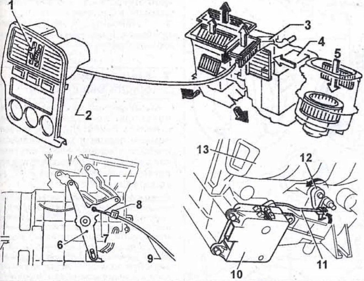 Схема заслонок печки Мазда 3