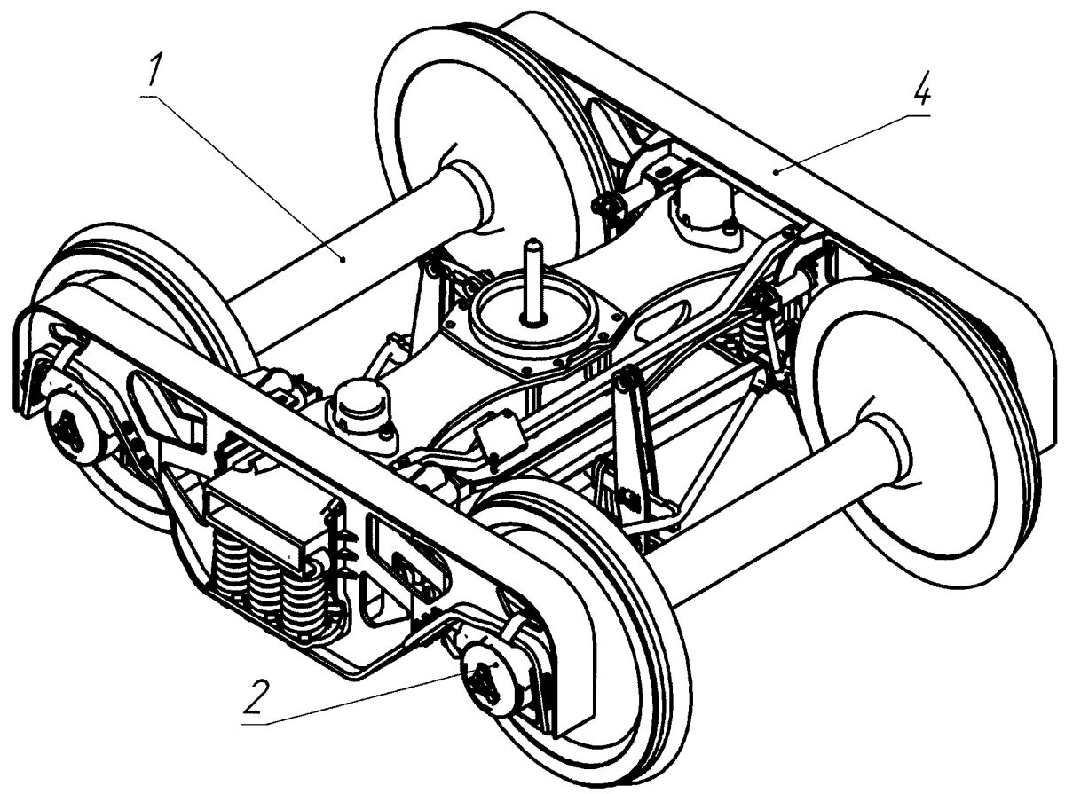 Двухосная тележка грузового вагона
