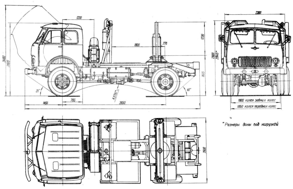 МАЗ-509 лесовоз чертеж