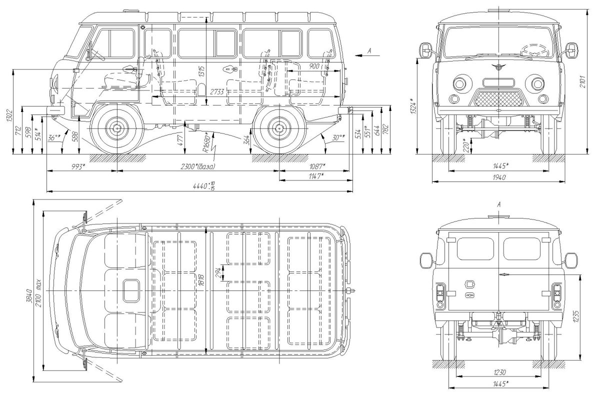 УАЗ 2206 габариты