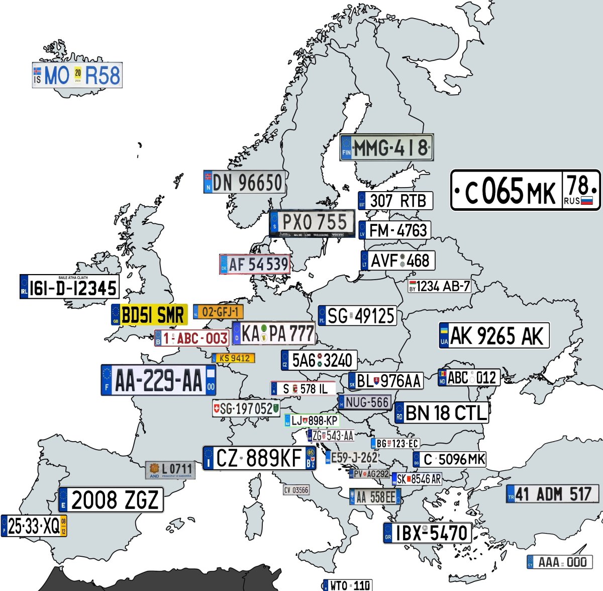 Обозначение автомобильных номеров Евросоюза
