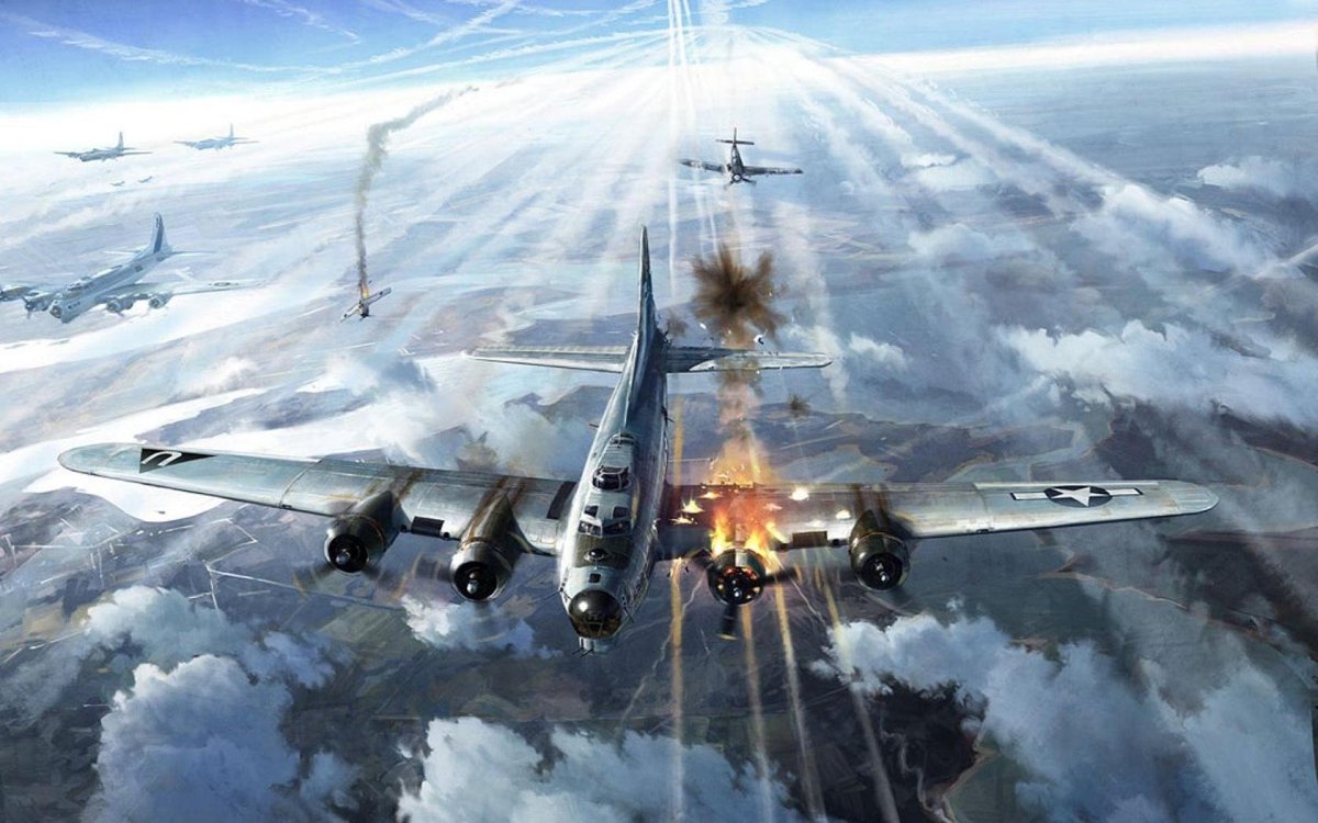 B17 летающая крепость подбитый