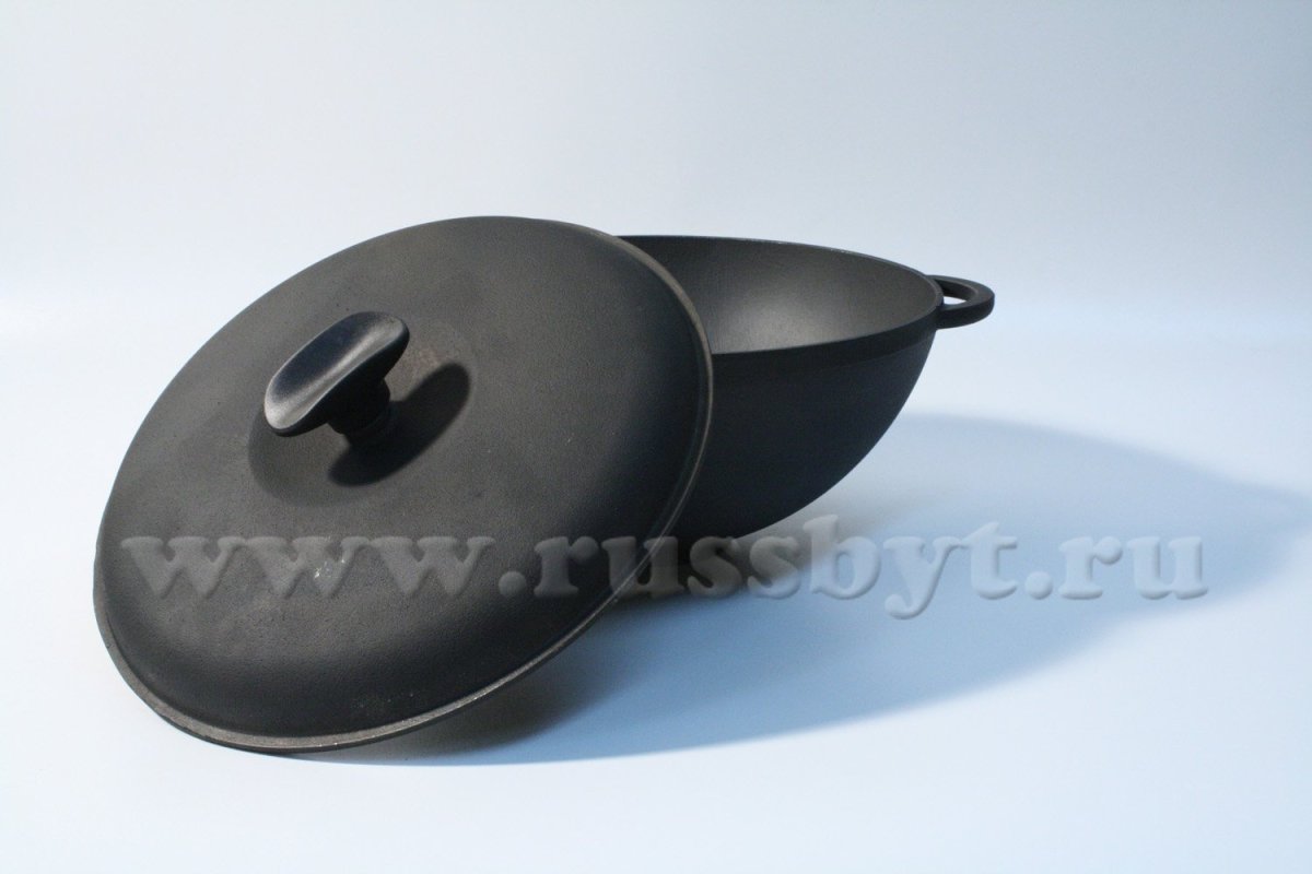 Чугунный вок Ситон с крышкой 5,5