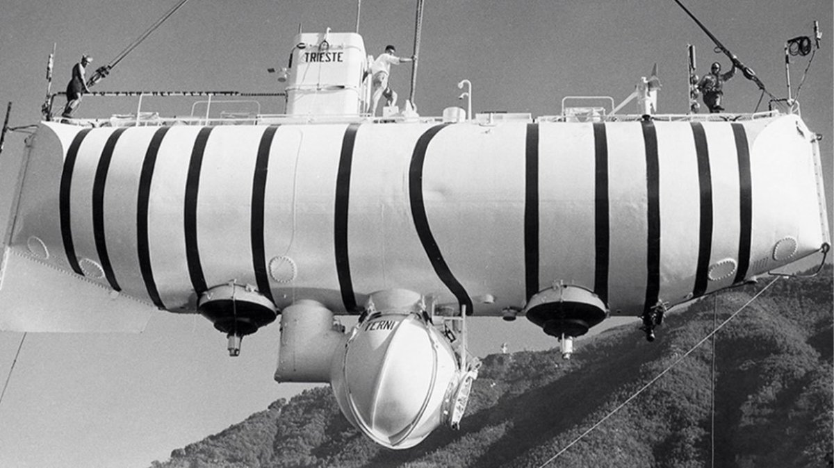 Жак Пикар и Дон Уолш на батискафе Триест