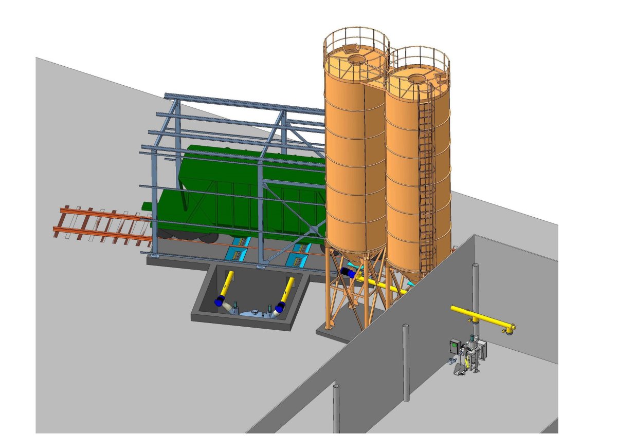 Разгрузка вагонов хопперов с приямком
