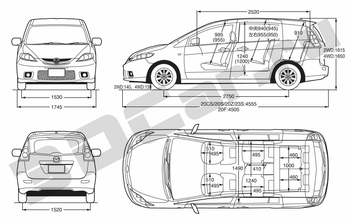 Mazda 5 габариты