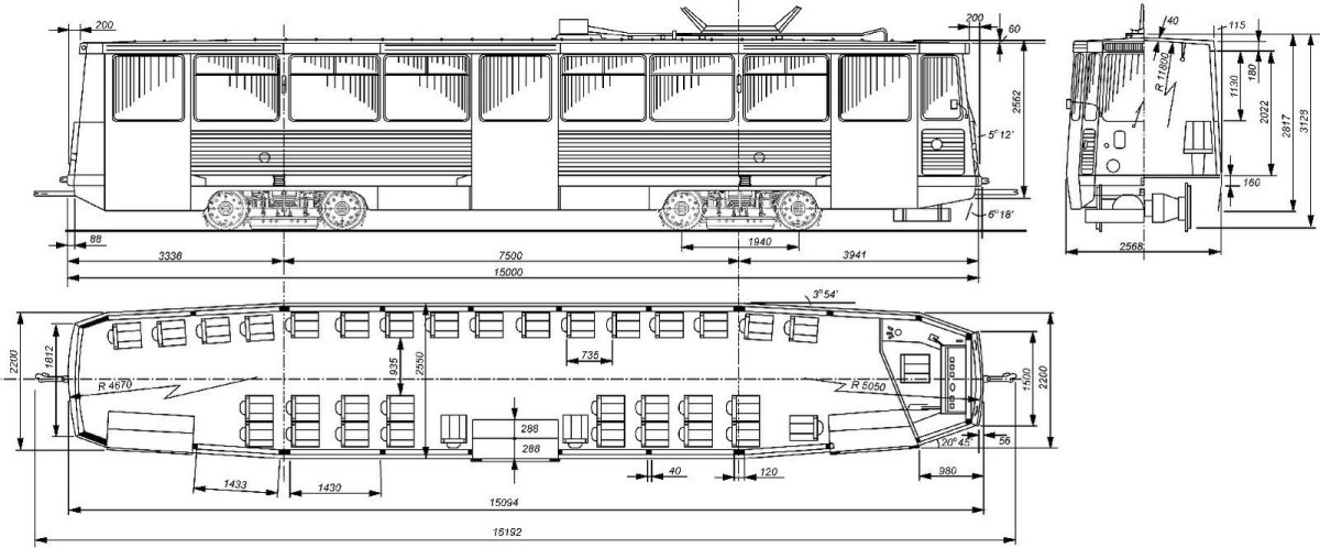 Трамвай КТМ 71-605 чертеж